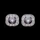 Pave Diamond Square Shaped Sterling Silver Stud Earrings For Girls / Silver Wedding Earrings