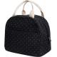 Girls Women Storage Dot Black Lunch Tote Bag Shockproof For Work School