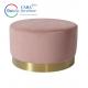 BB2015 Simple Design Modern Home Bedroom Bed Bench Pink Gold Round Fabric Stool Round Ottoman