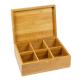 6 Compartment Bamboo Tea Bag Caddy Box Organizer with Viewing Window