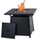 50,000 BTU Outdoor Propane Fire Pit Brazier Bench Gas Square With Blue Fire Glass