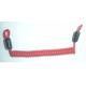 Expanding red safe spring coiled lanyard for tools security two small loop ends