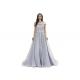 Grey Blue Off The Shoulder Maxi Evening Dresses Tulle Organza Fabric Type