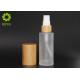 Bamboo Cap Skin Care Empty Cosmetic Bottles Frosted Glass Bottle With White Pump