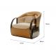 High End Hotel Lobby Furniture Genuine Leather Stainless Steel Armrest Single Lounge Chair