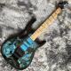 Custom Ibanez Style Jem77p Steve Vai Electric Guitar in Blue Floral Pattern