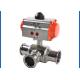 3 Way Sanitary Ball Valve , Pneumatic Actuated Ball Valve Welded Connection Type
