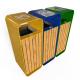 Customized Factory Outlet Outdoor Recycling Bin Garden Park 3 Compartments Wooden Waste Bin Rectangular Shape WPC Trash Bin