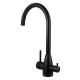 3 Ways Filter Water Mixer Tap Swivel Kitchen Sink Faucet in Contemporary Black Brushed