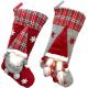 Christmas Stockings New Set 3D Gnomes Santa Christmas Stockings Personalized Soft Classic Red and Grey Fireplace Hanging