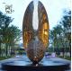 Stainless Steel Light Sculpture Contemporary Metal Oval Shiny Garden Statues Modern Public Art Large Outdoor