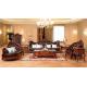 Antique Living Room Noble Sofa Sets Classic Leather and Wood Couch Furniture