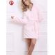 Wave Soft Zip Up Embossed Robe , Women'S Short Robes Flannel Fleece With Zip - Front