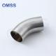 Sanitary Stainless Steel Pipe Fitting SS316L SMS 45 Degree Weld End Elbow