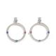 Loop Stainless Steel Earrings Titanium , Round Diamond Jewelry