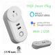 Wifi Smart Plug, With 2 USB Charger(5V, 2.1A), Work with Amazon Alexa & Google Home, Remote Control by Smart Phone with
