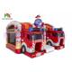 Red Firetruck 0.55mm PVC Inflatable Jumping Castle With Slide For Kids