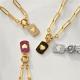 Diamond Zircon 18k Gold Plated Necklace Heart Pendant Paper Clip Link Chain