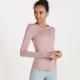 Pink Slim Fit Sports Long Sleeve T Shirt Women'S Breathable Fitness Top