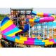 Colorful Custom Water Slides , 16m Height Open / Close Large Spiral Slide