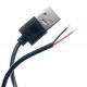 High Quality 5V USB 2.0 A Male to Open Stripped Bare 2pin Wires End Pigtail Cable for LED Light Strip Lamp