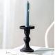 Black Color Glass Candle Holder Lead Free Pillar And Taper Candle Holders
