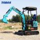 19KW Toros Mini Excavator Hydraulic 1.5 Ton Mini Digger Home Use