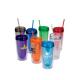 16oz AS/PS Double wall plastic tumbler with straw eco-friendly new