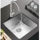 Square Undercounter Kitchen Sink , Brushed Silver 18 Gauge Single Bowl Kitchen Sink