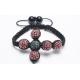 Shamballa Cross Bracelet, Red & Green Crystal Pave Alloy Beads