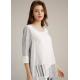 T Shirt Cuff Womens Casual Linen Shirts 3 Quarter Sleeve Tops With Splicing Cloth