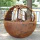 3mm 6mm SPHERE Corten Steel Fire Pits Manual Ignition Packed In Wooden Box
