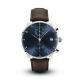 Two Button Stainless Steel Chronograph Watch Brown Band For Young Man