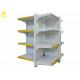 Four Columns Supermarket Display Stand , White Four Layer Each Side Superstore Racks