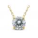 4mm 0.23ct Diamond Solitaire Necklace , 4 Prongs 14k Yellow Gold Necklace