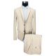 Formal Beige Mens 2 Piece Suit Wedding Business Long Clothing Length