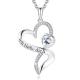 Girls' Double Heart Infinity Necklace 925 Sterling Silver White Austrian crystal Crystal