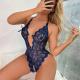 Backless Hollow Out Bodysuit Deep V Neck Transparent Underwear