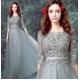 Gorgeous Dark Gray Embroidery Lace Crepe Satin Sashes Evening Dress TSJY078