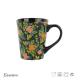 Hand Painted Custom Stoneware Mugs Flower Design , Black Custom Printed Coffee Mugs 11OZ
