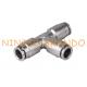 Brass Push In Pneumatic Hose Fittings Union Tee 1/8'' 1/4'' 3/8'' 1/2''