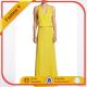 Women Yellow Chiffon V Neck Floor Length Evening Dress