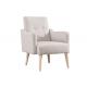 Fixed Seat Cushion Fabric Arm Chair Foam Padded Beige Accent Armchair