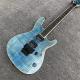 Light blue Quilted Flame Maple Mayones Electric Guitar,2019 New S logo Neck through body 6 Strings Guitar