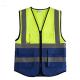 HV1009 Reflective Safety Vest , Yellow Safety Vest With Pockets And Zipper