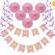 Paper Ball Bunting Set Wedding Party This set includes: A set of pink happy birthday fish tail flag