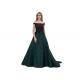 Boat Neck Arabic Evening Ball Gowns Tapestry Fabric Comfortable Dark Green
