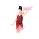 ODM Latin Dance Costumes Girl Sequin Tassels Red Dress Ballroom Dancing Dresses