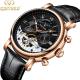 KINYUED moon phase skeleton watch tourbillon mens automatic mechanical watch luxury