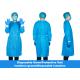 Blue Disposable Isolation Clothing , Waterproof SMS Disposable Isolation Gown With Knit Cuff